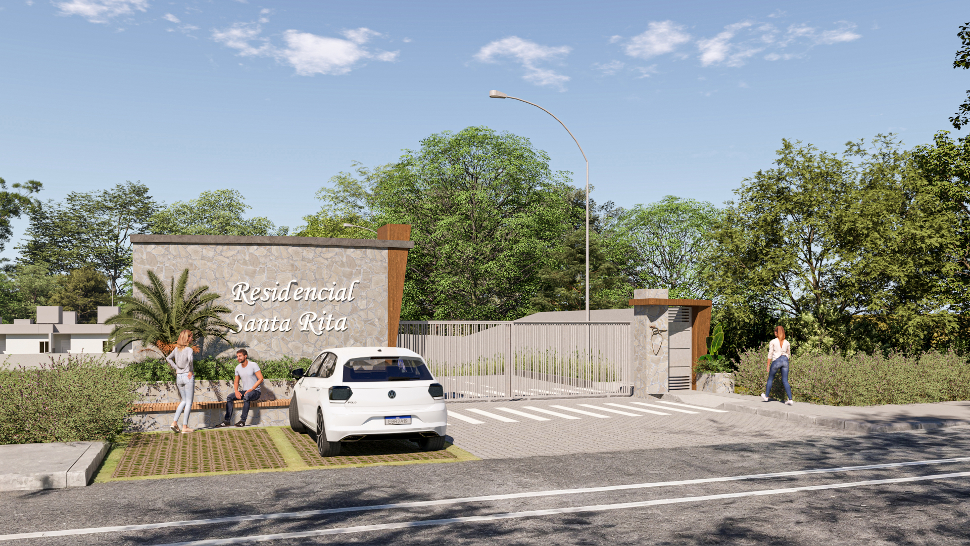 Render aéreo do Condomínio Residencial Santa Rita